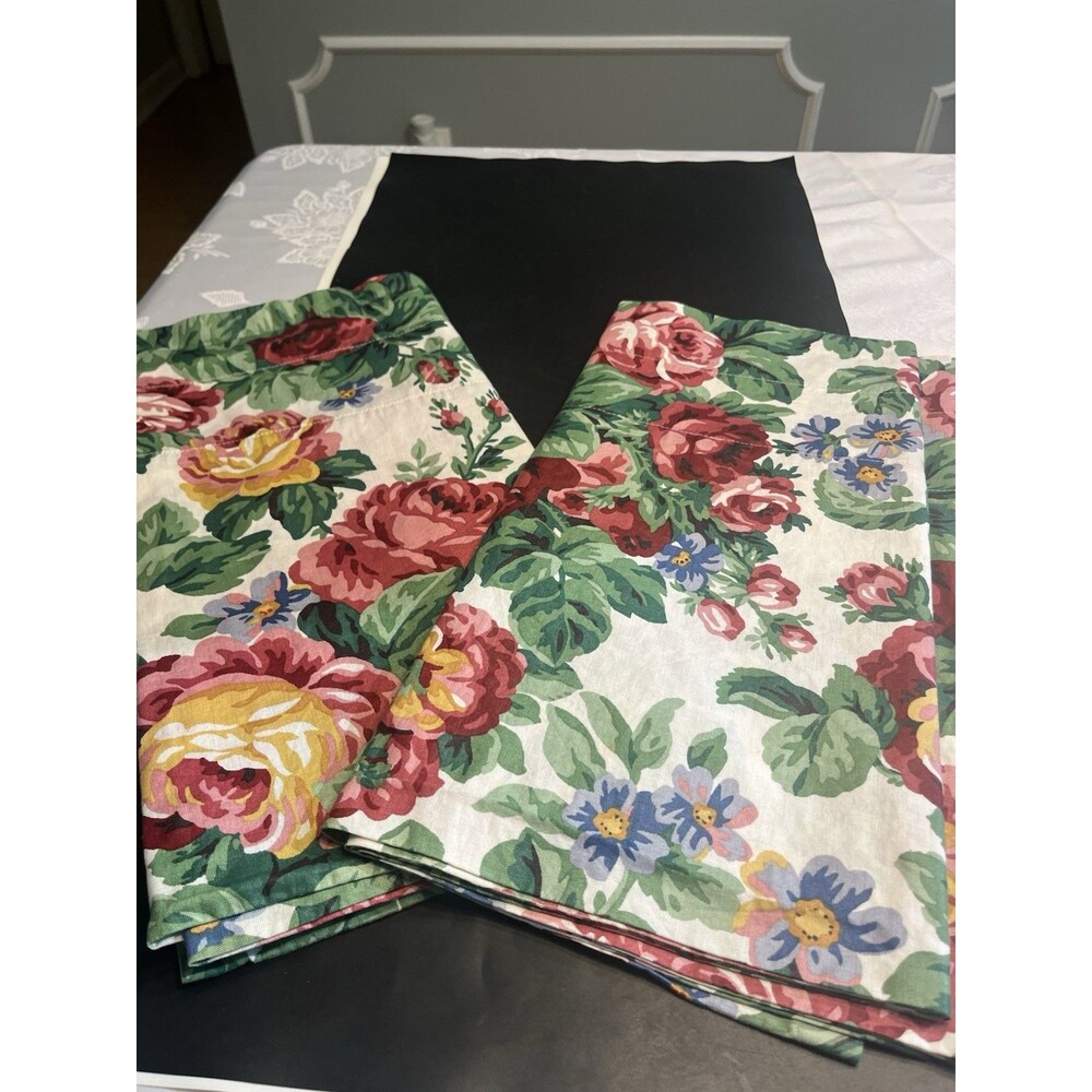 Vtg Longaberger Sentimental Rose Window Valance 72x17.5” Set of 2 - USA